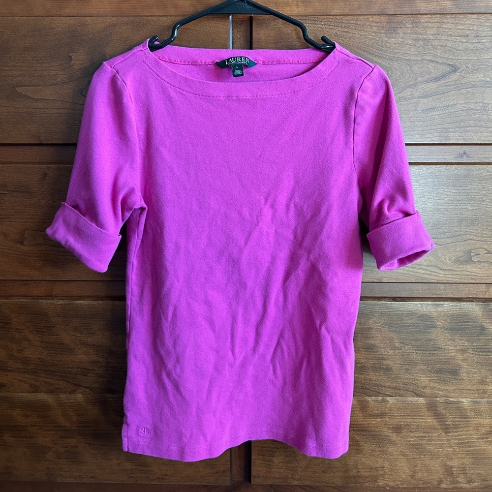 Ralph Lauren Elbow Length Pink Womens Shirt
